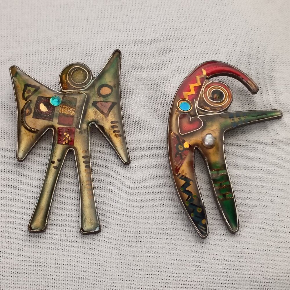 ❤️Lot 2 YOSSI STEINBERG Modernist Brooch Pins